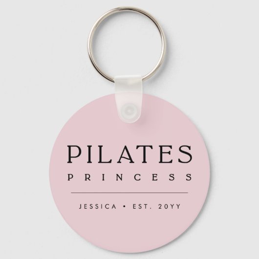 Simple Personalized Blush Pink Pilates Princess キーホルダー (正面)
