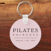 Simple Personalized Blush Pink Pilates Princess キーホルダー (正面)