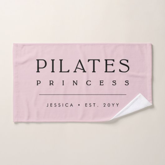 Simple Personalized Blush Pink Pilates Princess ハンドタオル (ハンドタオル)