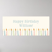 Simple Personalized Happy Birthday Candles ポスター (正面)
