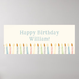 Simple Personalized Happy Birthday Candles ポスター