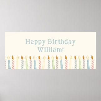 Simple Personalized Happy Birthday Candles ポスター