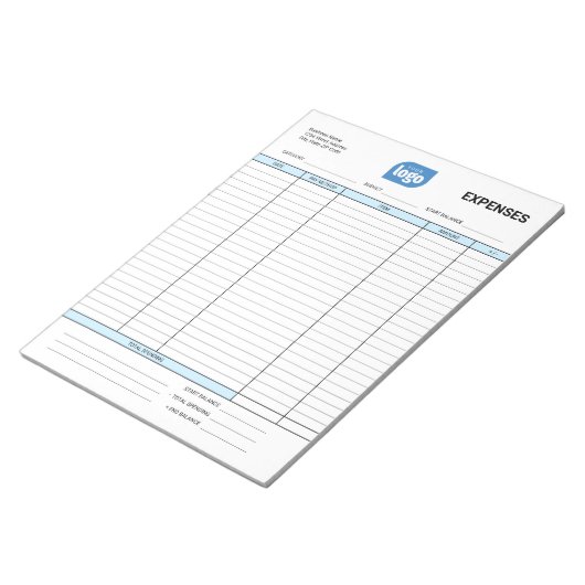 Simple Personalized Logo Business Expenses Notepad ノートパッド (アングル)