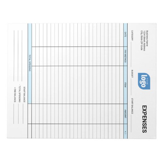 Simple Personalized Logo Business Expenses Notepad ノートパッド (正面)