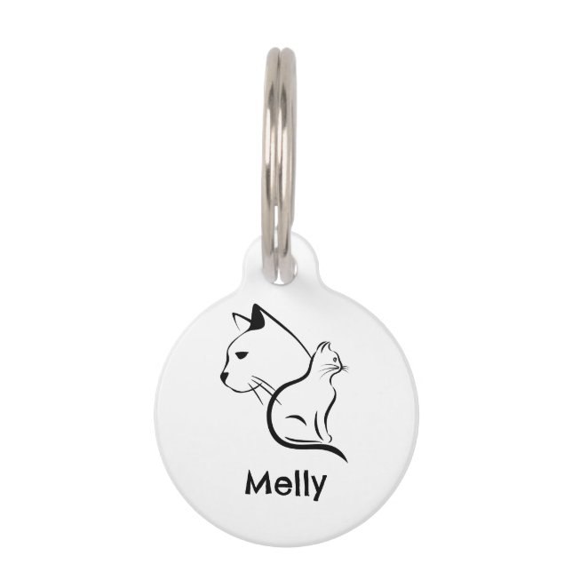 Simple Personalized Name White Cat ペット　ネームタグ (正面)