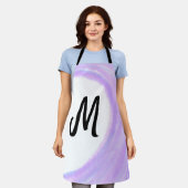 Simple personalized purple watercolor monogram add エプロン (着用した状態)
