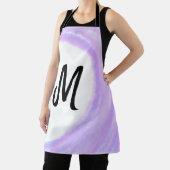 Simple personalized purple watercolor monogram add エプロン (インサイチュ)