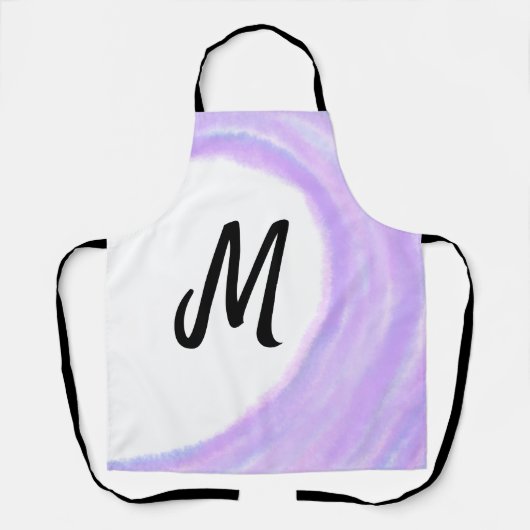 Simple personalized purple watercolor monogram add エプロン (正面)