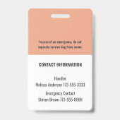 Simple Personalized Service/ Emotional Support Dog バッジ (裏面)