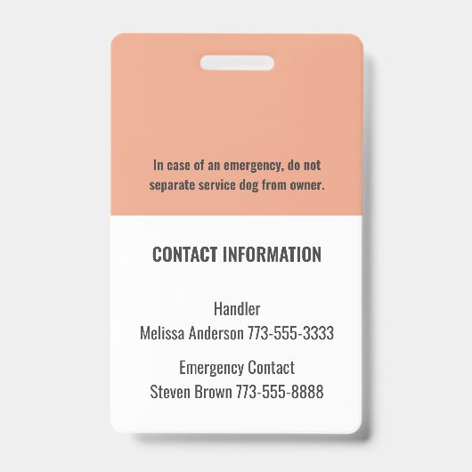 Simple Personalized Service/ Emotional Support Dog バッジ (裏面)