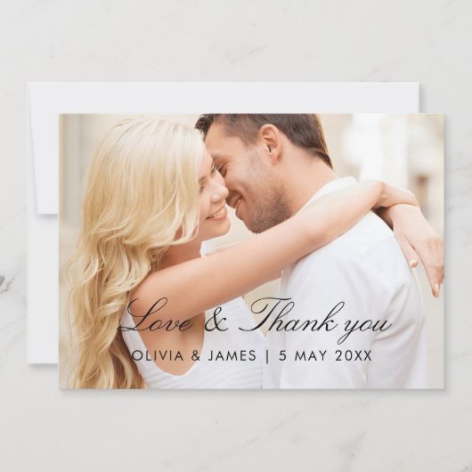 Simple Personalized wedding thank you card, サンキューカード (正面)