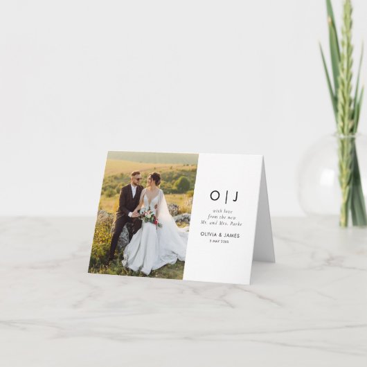 Simple Personalized wedding thank you card, サンキューカード (正面)