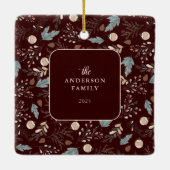 Simple Photo Boho Winter Greenery Christmas セラミックオーナメント (裏面)