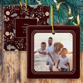 Simple Photo Boho Winter Greenery Christmas セラミックオーナメント