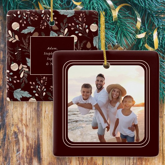 Simple Photo Boho Winter Greenery Christmas セラミックオーナメント