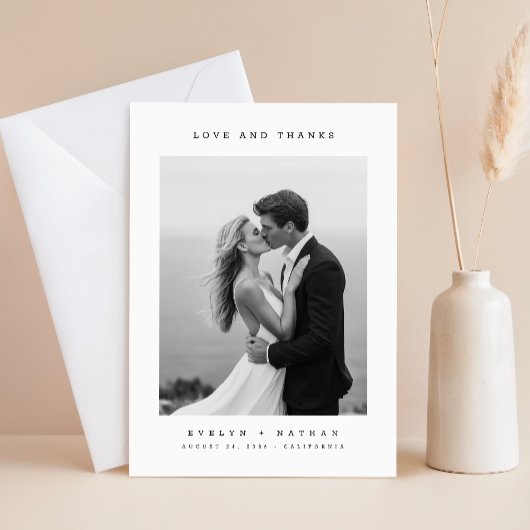 Simple Photo Budget Wedding Thank You Card W Note サンキューカード