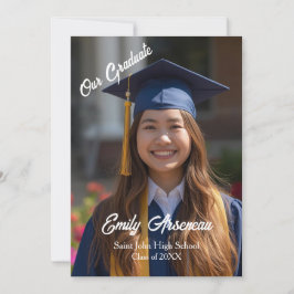 Simple Photo  Calligraphy  Grad Party  Personalize カード