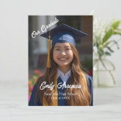 Simple Photo Calligraphy Grad Party Personalize カード (スタンド正面)