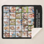 Simple Photo Collage 25 Picture Black Personalized シェルパブランケット (正面(横))