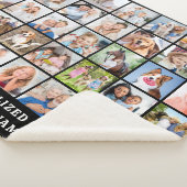 Simple Photo Collage 35 Picture Black Personalized シェルパブランケット (3/4)
