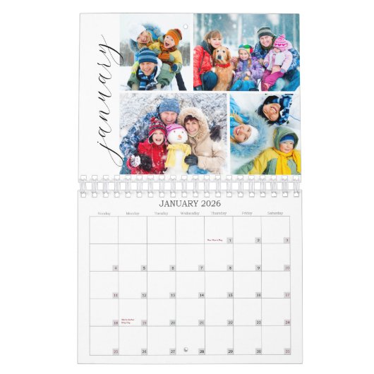 Simple Photo Collage 4 Per Month Script Calendar カレンダー (1月 2026)