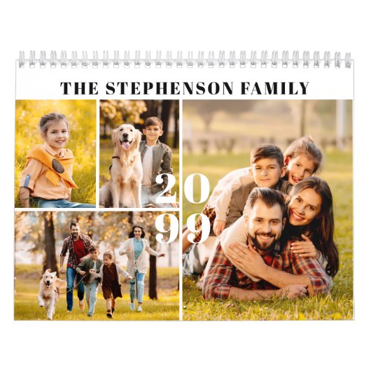 Simple Photo Collage 5 Per Month Custom カレンダー (カバー)