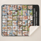 Simple Photo Collage Black Personalized 36 Picture シェルパブランケット (正面(横))