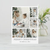 Simple Photo Collage Red Christmas Holiday Card シーズンカード (スタンド正面)