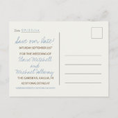 Simple Photo Destination Wedding Save the Date  案内ポストカード (裏面)