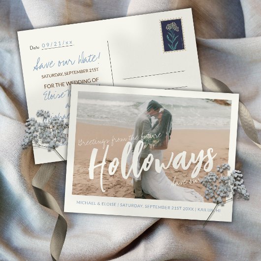 Simple Photo Destination Wedding Save the Date  案内ポストカード