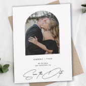 Simple photo elegant script wedding セーブザデート