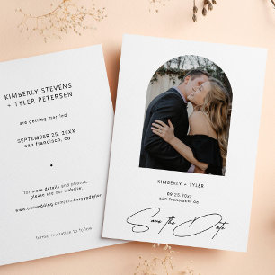 Simple photo elegant script wedding セーブザデート