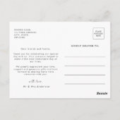 Simple Photo Elegant Wedding Thank You ポストカード (裏面)