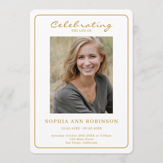 Simple Photo Funeral Memorial Order Of Service プログラム (正面)