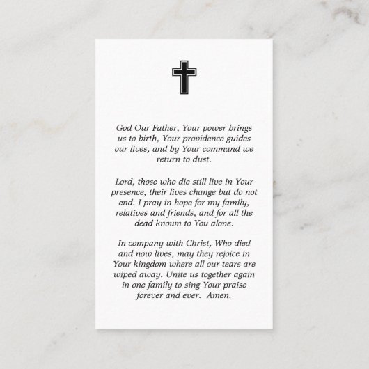 Simple Photo Funeral Prayer Card 名刺 (裏面)