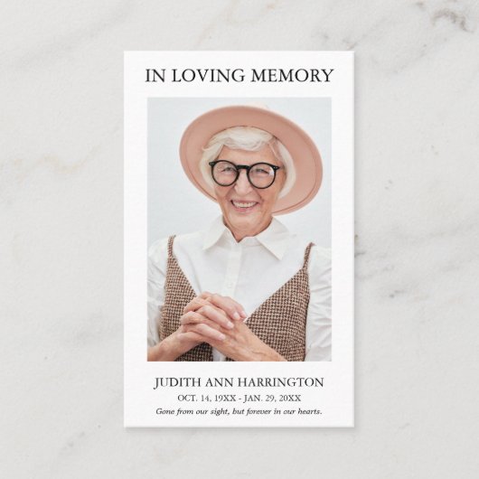 Simple Photo Funeral Prayer Card 名刺 (正面)