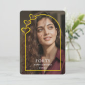 simple photo Gold Arch & heart Forty Birthday Card シーズンカード (スタンド正面)