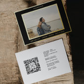 Simple photo Gold Border QR code save our date 箔招待状