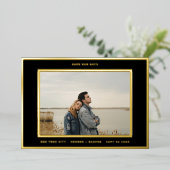 Simple photo Gold Border QR code save our date 箔招待状 (立ち正面)