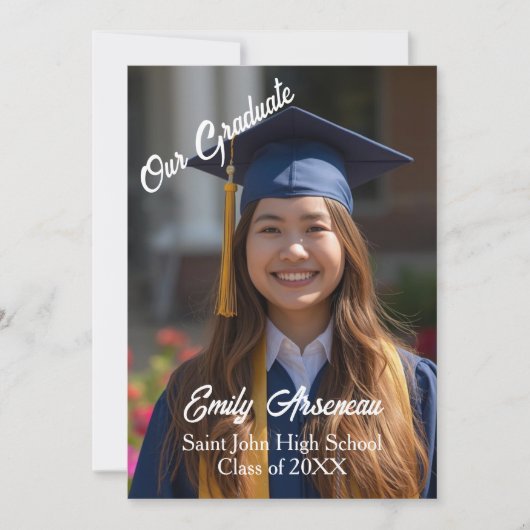 Simple Photo 'Grad Party ' Calligraphy Personalize カード (正面)