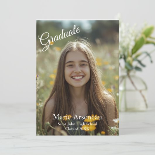  Simple Photo 'Graduate Announcement' Personalize シーズンカード (スタンド正面)
