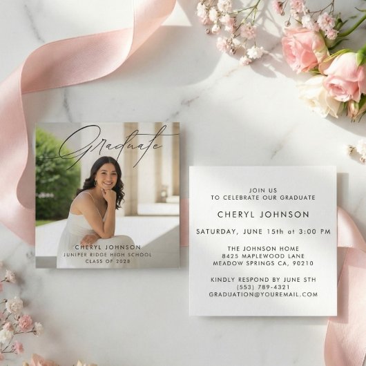 Simple Photo Graduation Invitation Enclosure Card エンクロージャーカード