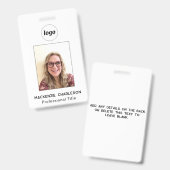 Simple Photo ID Business Nametag  バッジ (正面＆裏面)