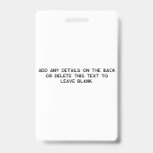 Simple Photo ID Business Nametag  バッジ (裏面)