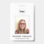 Simple Photo ID Business Nametag  バッジ (正面)