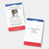 Simple Photo Identification Emergency Child ID バッジ (正面＆裏面)