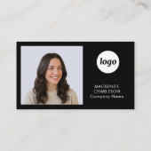 Simple Photo Logo Text QR Code Black 名刺 (裏面)