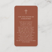 Simple Photo Memorial Cream Terracotta Prayer Card 名刺 (裏面)
