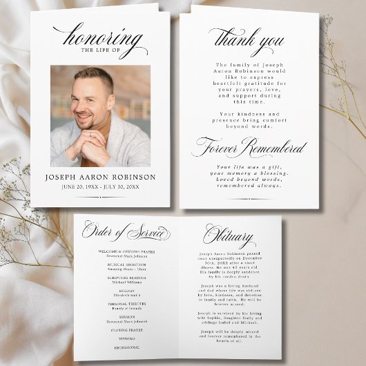 Simple Photo Memorial Order of Service Program  カード