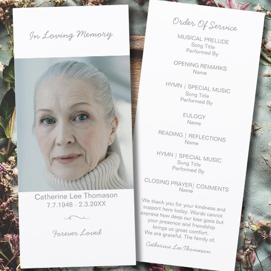 Simple Photo Memorial Order Of Service Program プログラム